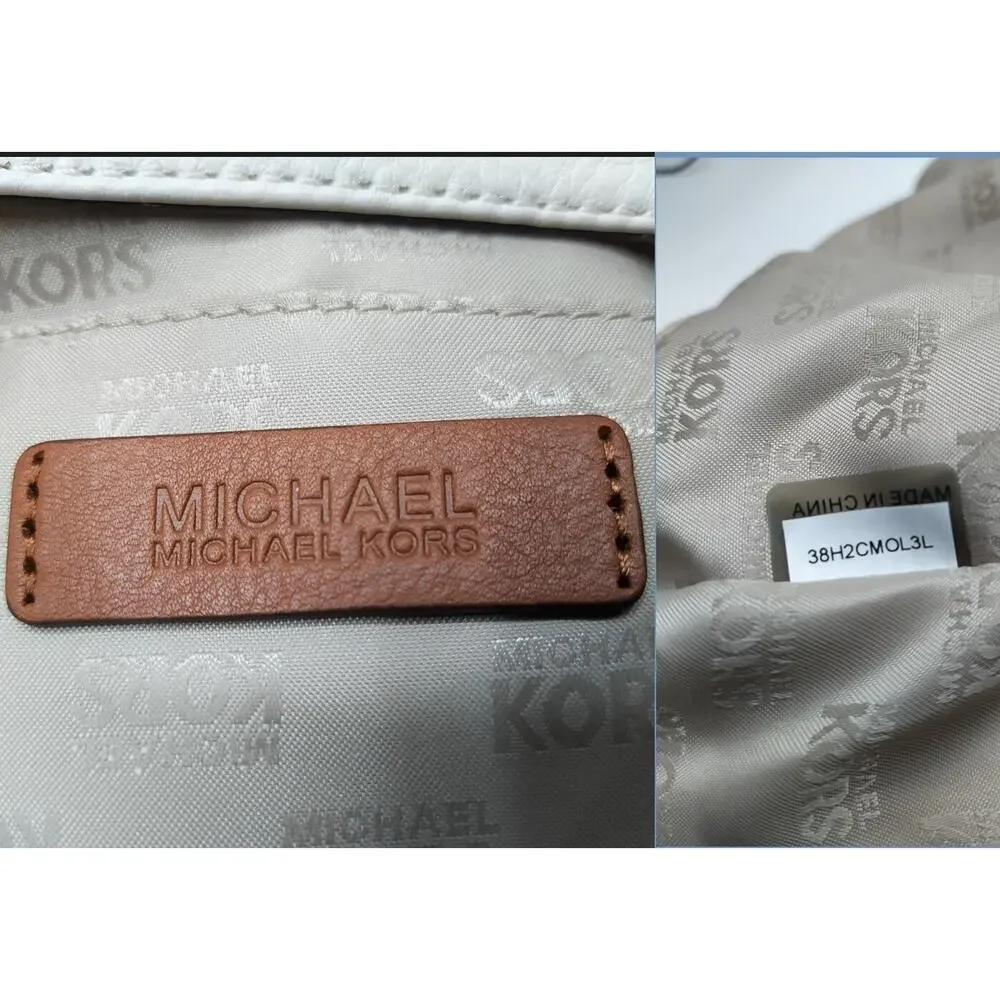 Michael Kors Margo White Pebbled Leather Logo Double Handles Satchel Bag